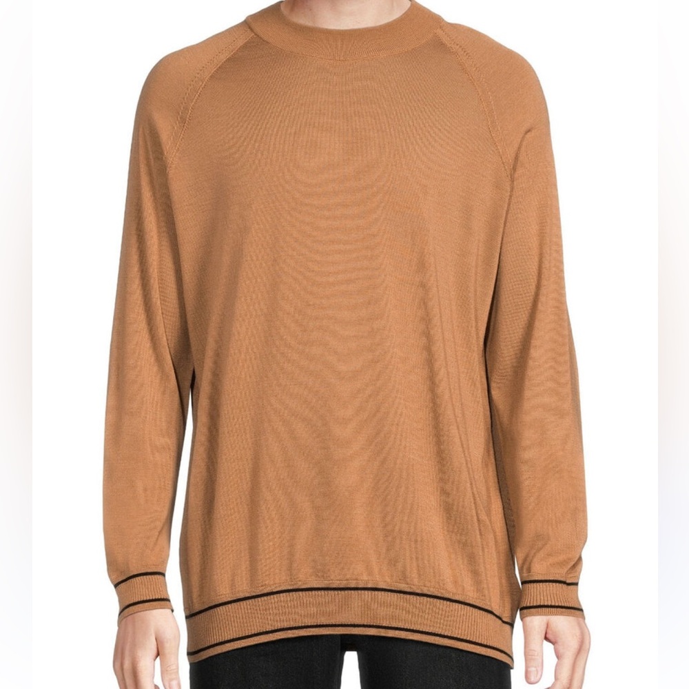 BOSS Men’s Raglan Sleeve Mock Neck Virgin Wool Sweater